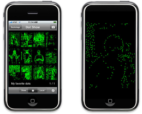 iPhone screenshots of green dot people