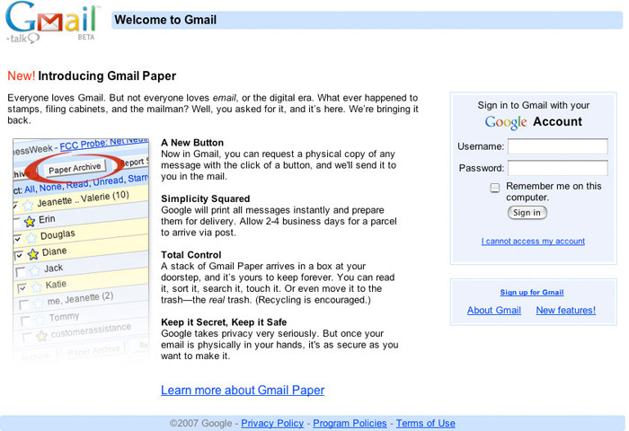 a fake Gmail interface