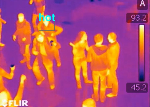 thermal imagery of people at a party