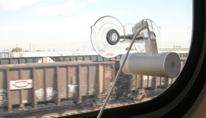 a web-cam attached to a train window